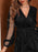 Sparkling Surplice Balloon Sleeve Mini Dress - Byyde