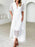 Eyelet Lace V-Neck Midi Dress with Puff Sleeves - Byyde