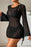 Hollow Out Bell Sleeve Drawstring Knit Cover Up Dress - Byyde