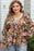 Plus Size Floral V-Neck Balloon Sleeve Blouse - Byyde