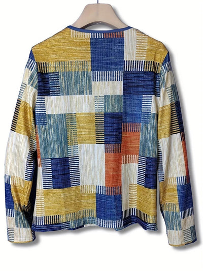 Color Block Zip Front Long Sleeve Top - Byyde