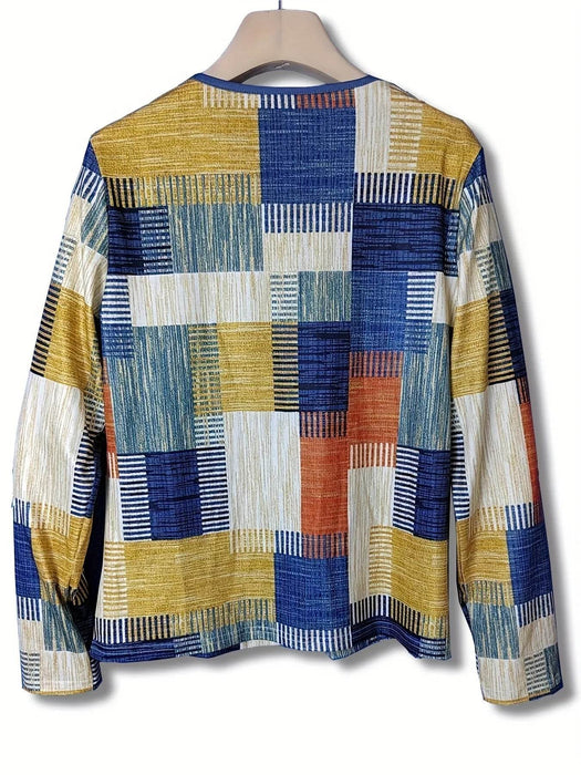 Color Block Zip Front Long Sleeve Top - Byyde