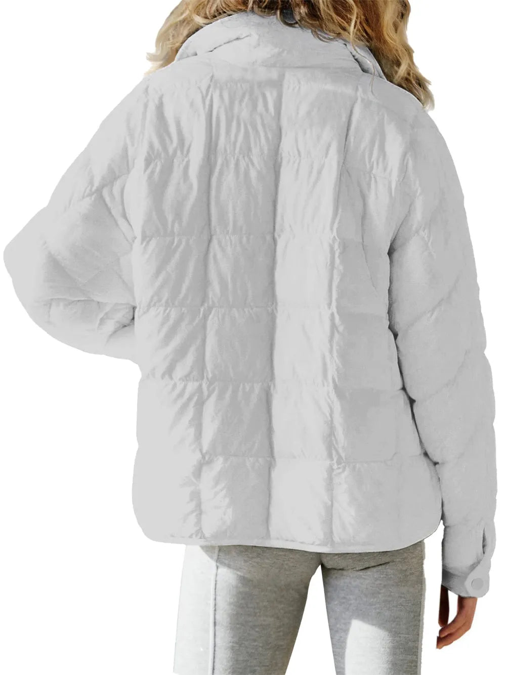 Pocketed Plaid Quilted Zip Up Winter Coat - Byyde