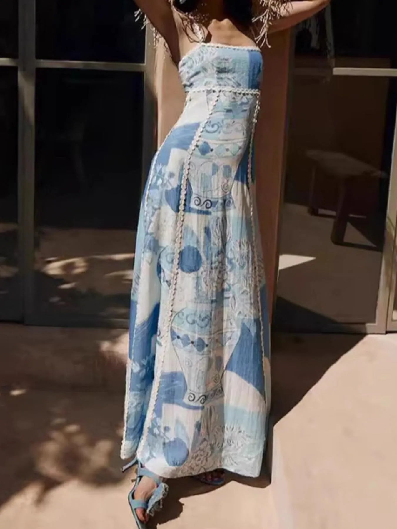 Printed Square Neck Cami Maxi Dress - Byyde