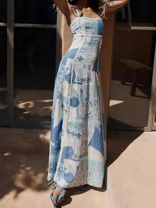 Printed Square Neck Cami Maxi Dress - Byyde