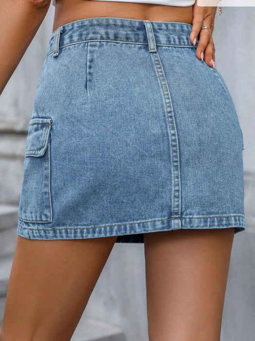 Pocketed Denim Mini Skirt - Byyde