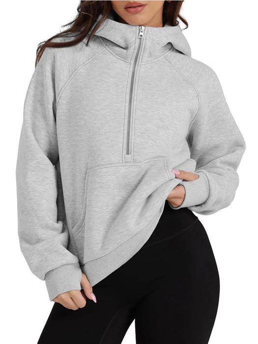 Half-Zip Hoodie with Kangaroo Pocket - Byyde