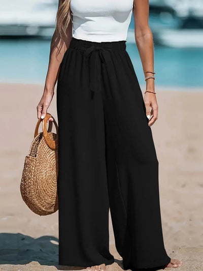 Full Size Drawstring Waist Wide Leg Pants Plus Size - Byyde