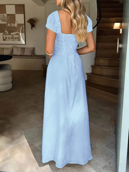 Devine Sweetheart Neck Short Sleeve Maxi Dress - Byyde