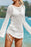 Hollow Out Bell Sleeve Drawstring Knit Cover Up Dress - Byyde