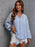 Crochet Tassel Tie Neck Long Sleeve Blouse - Byyde