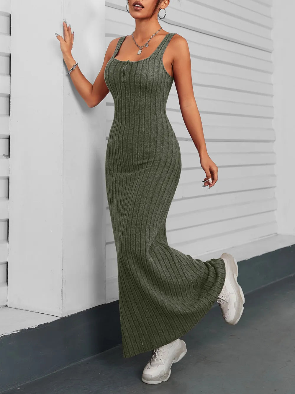 Ribbed Maxi Tank Dress - Byyde