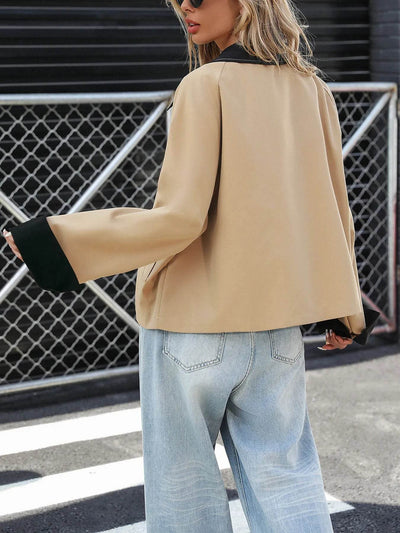 Color Block Button-Up Casual Jacket - Byyde