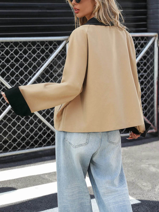 Color Block Button-Up Casual Jacket - Byyde