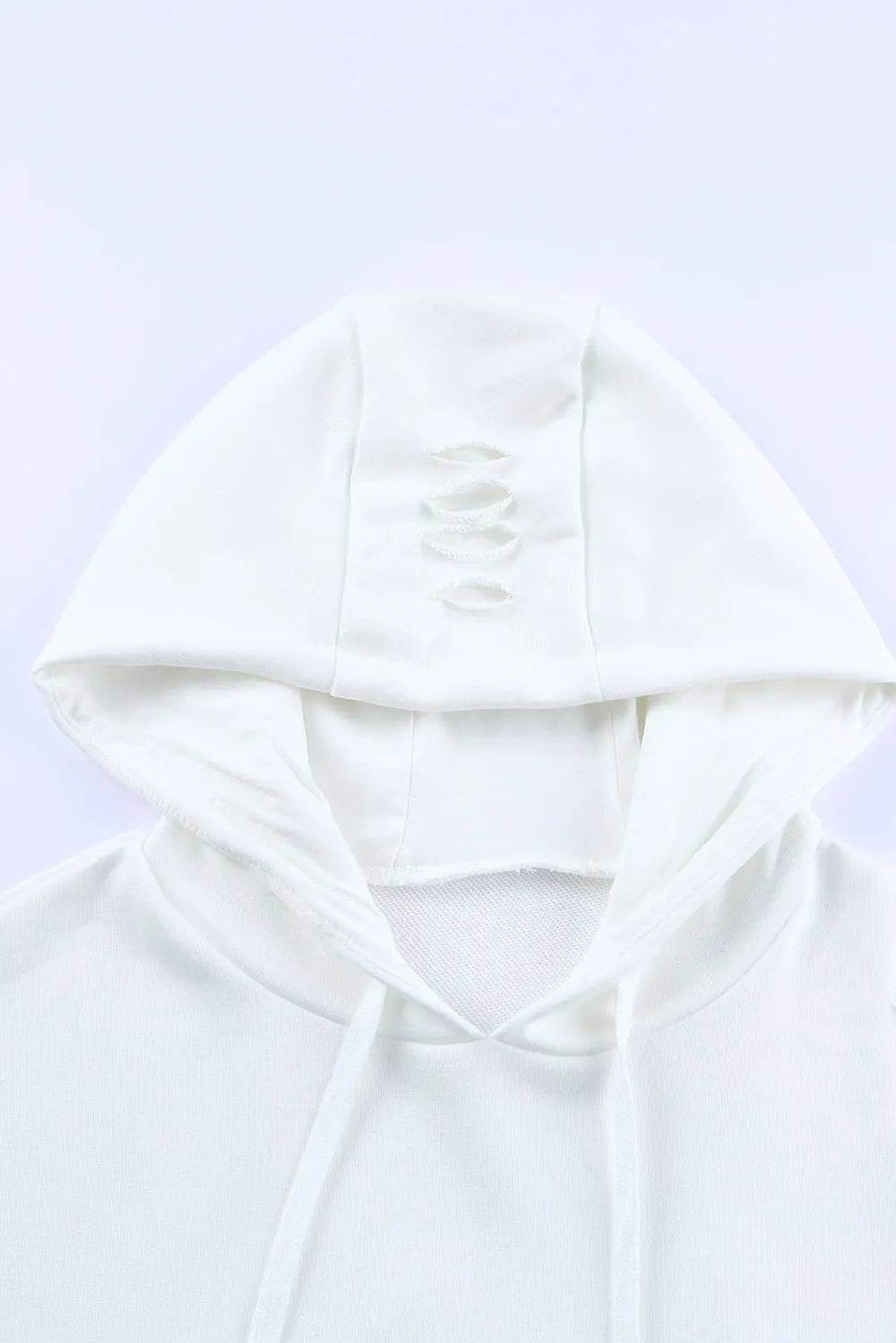 Distressed Drawstring Long Sleeve Hoodie - Byyde