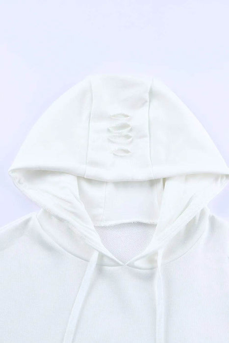 Distressed Drawstring Long Sleeve Hoodie - Byyde