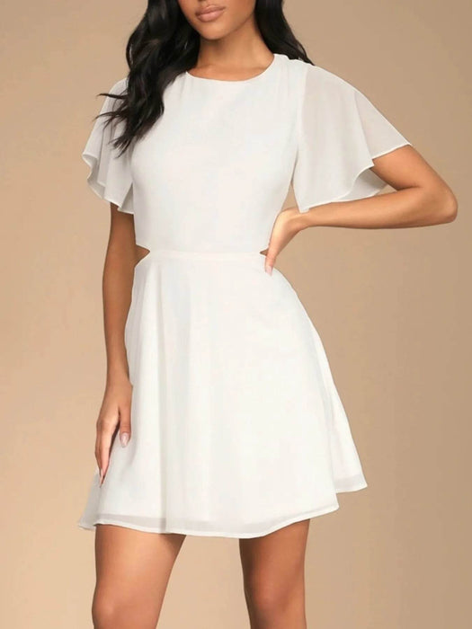 Cut-Out Flutter Sleeve Mini Dress - Byyde