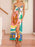 Tied Front Printed Slit Maxi Cami Dress - Byyde