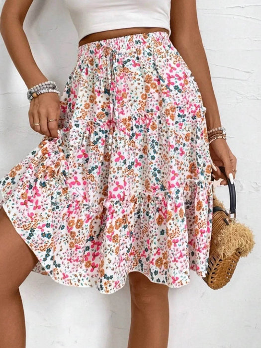 Floral Print Midi Skirt - Byyde