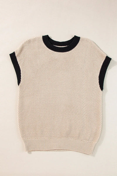 Textured Knit Sweater with Contrast Trim Details - Byyde
