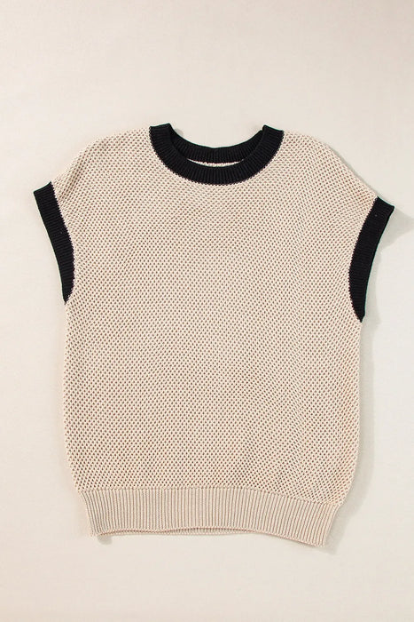 Textured Knit Sweater with Contrast Trim Details - Byyde