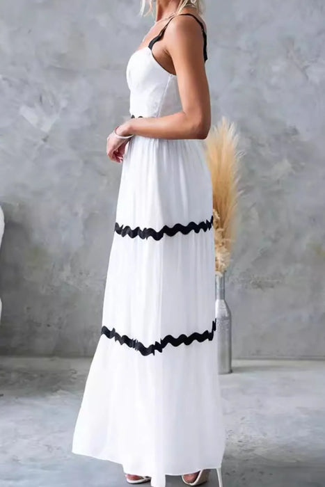 Tiered Maxi Dress with Scalloped Trim - Byyde