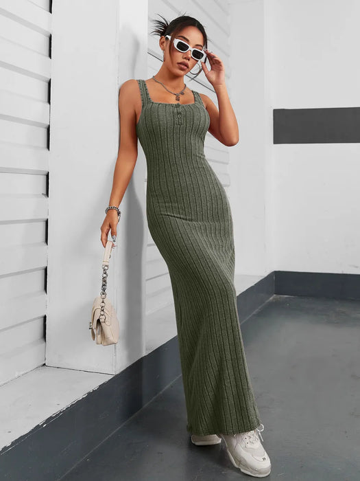 Ribbed Maxi Tank Dress - Byyde