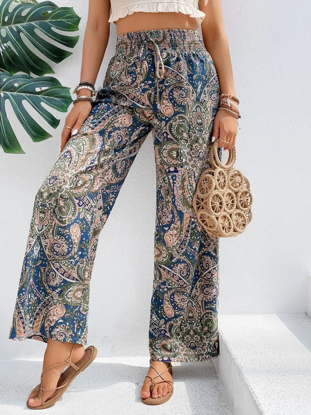 Printed Wide Leg Pants - Byyde