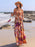 Slit Printed Halter Neck Cami Dress - Byyde