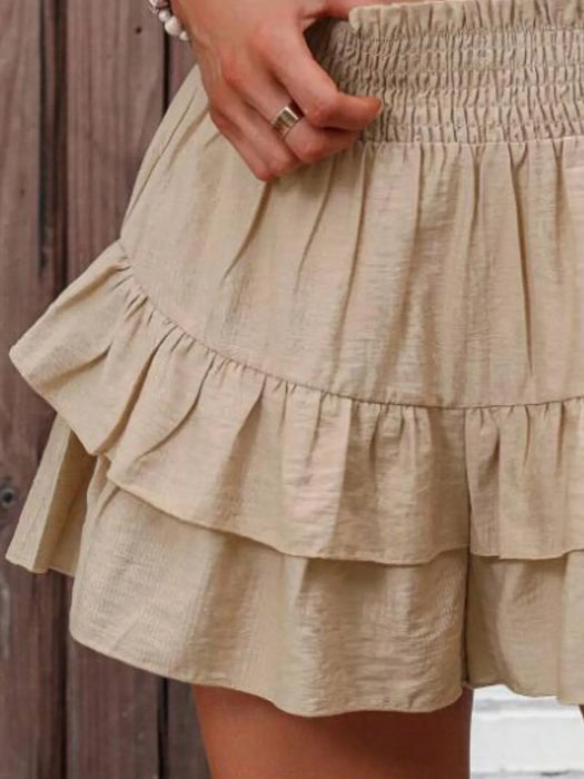Ruffle Layered High Waist Casual Skort - Byyde