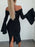 Off Shoulder Bell Sleeve Bodycon Midi Dress - Byyde