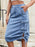 Drawstring Denim Skirt with Cargo Pockets - Byyde