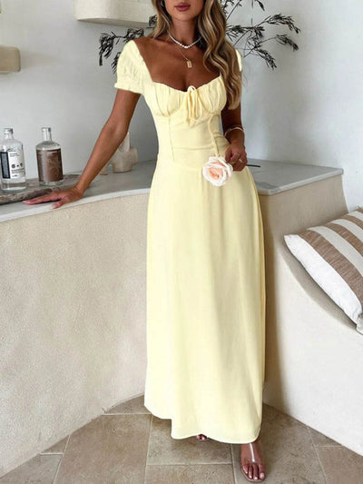 Devine Sweetheart Neck Short Sleeve Maxi Dress - Byyde