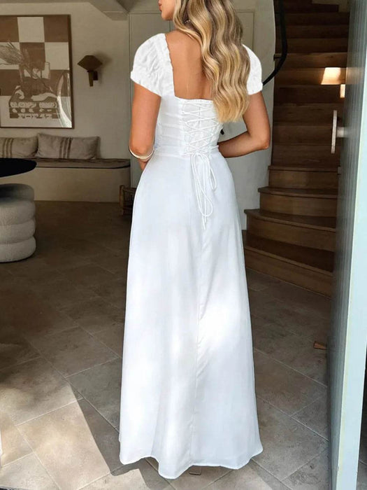 Devine Sweetheart Neck Short Sleeve Maxi Dress - Byyde
