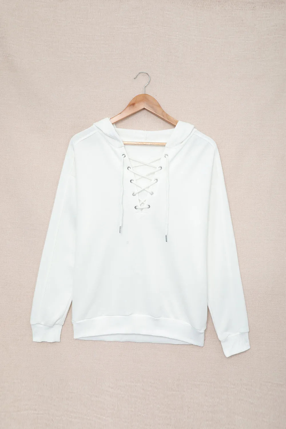 Lace Up Long Sleeve Hoodie - Byyde