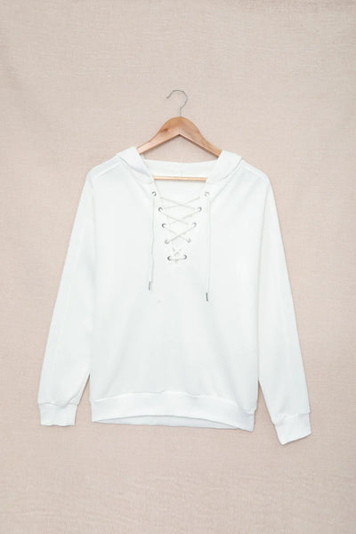 Lace Up Long Sleeve Hoodie - Byyde