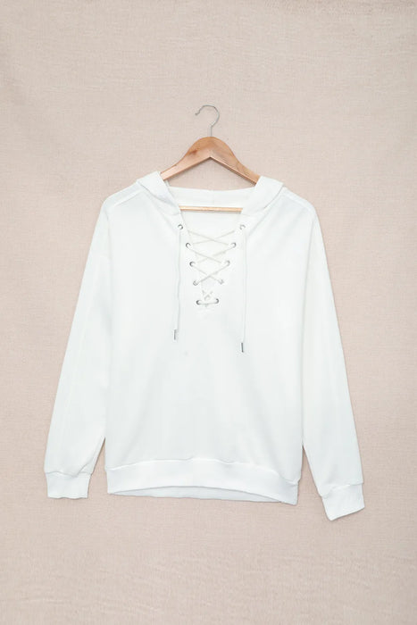 Lace Up Long Sleeve Hoodie - Byyde