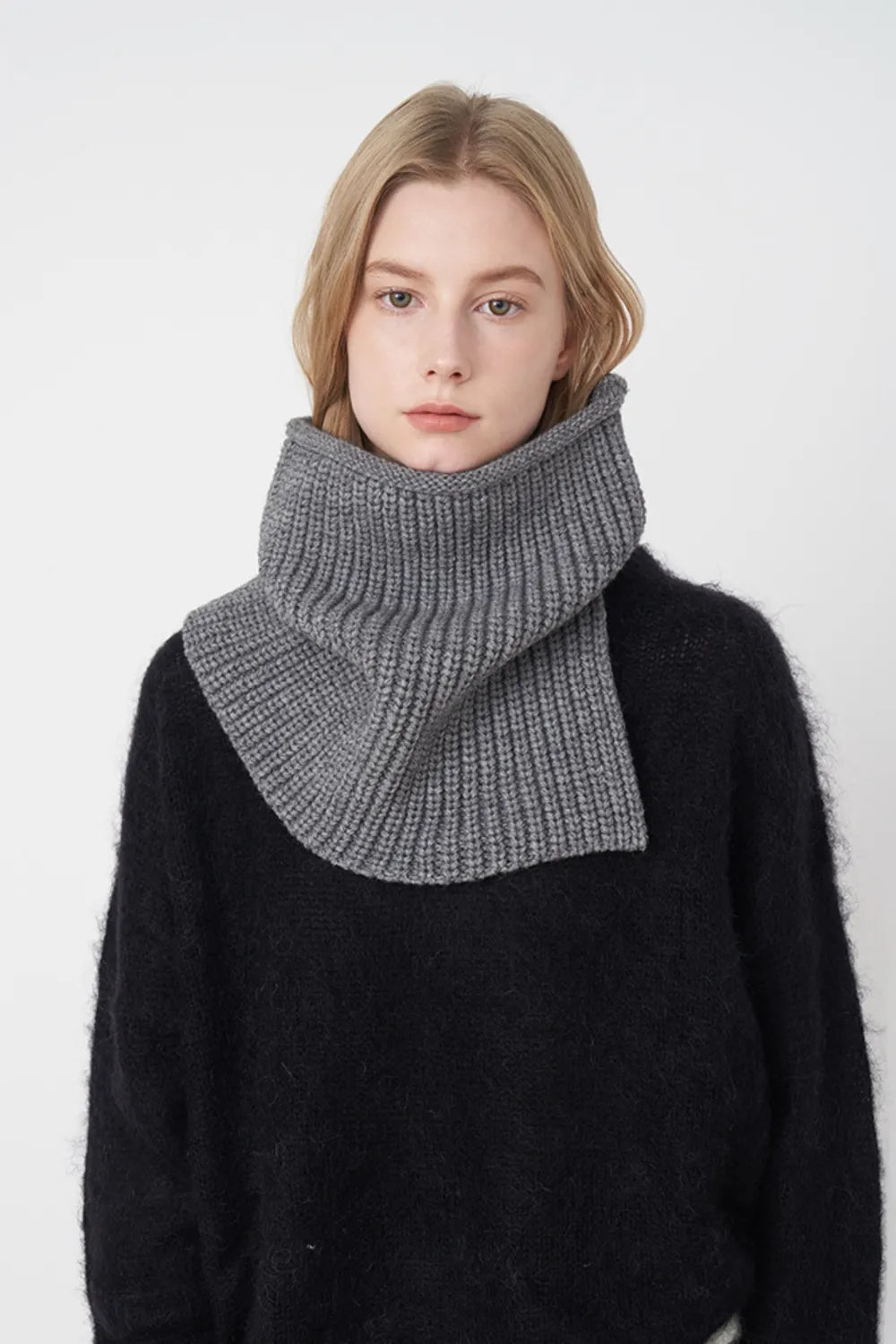 Slit Pullover Knit Scarf - Byyde