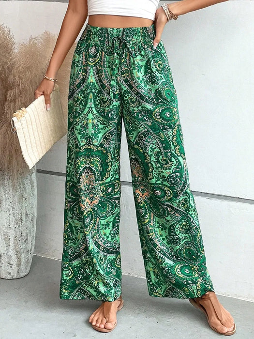 Printed Wide Leg Pants - Byyde