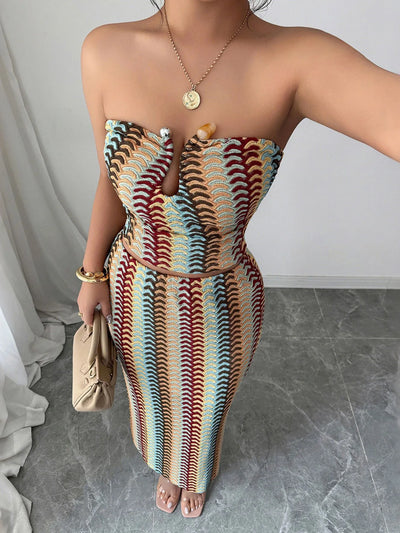 Printed Tube Top and Skirt Set - Byyde