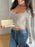 Ribbed Long Sleeve Square Neck Cropped T-Shirt - Byyde