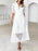 Eyelet Lace V-Neck Midi Dress with Puff Sleeves - Byyde