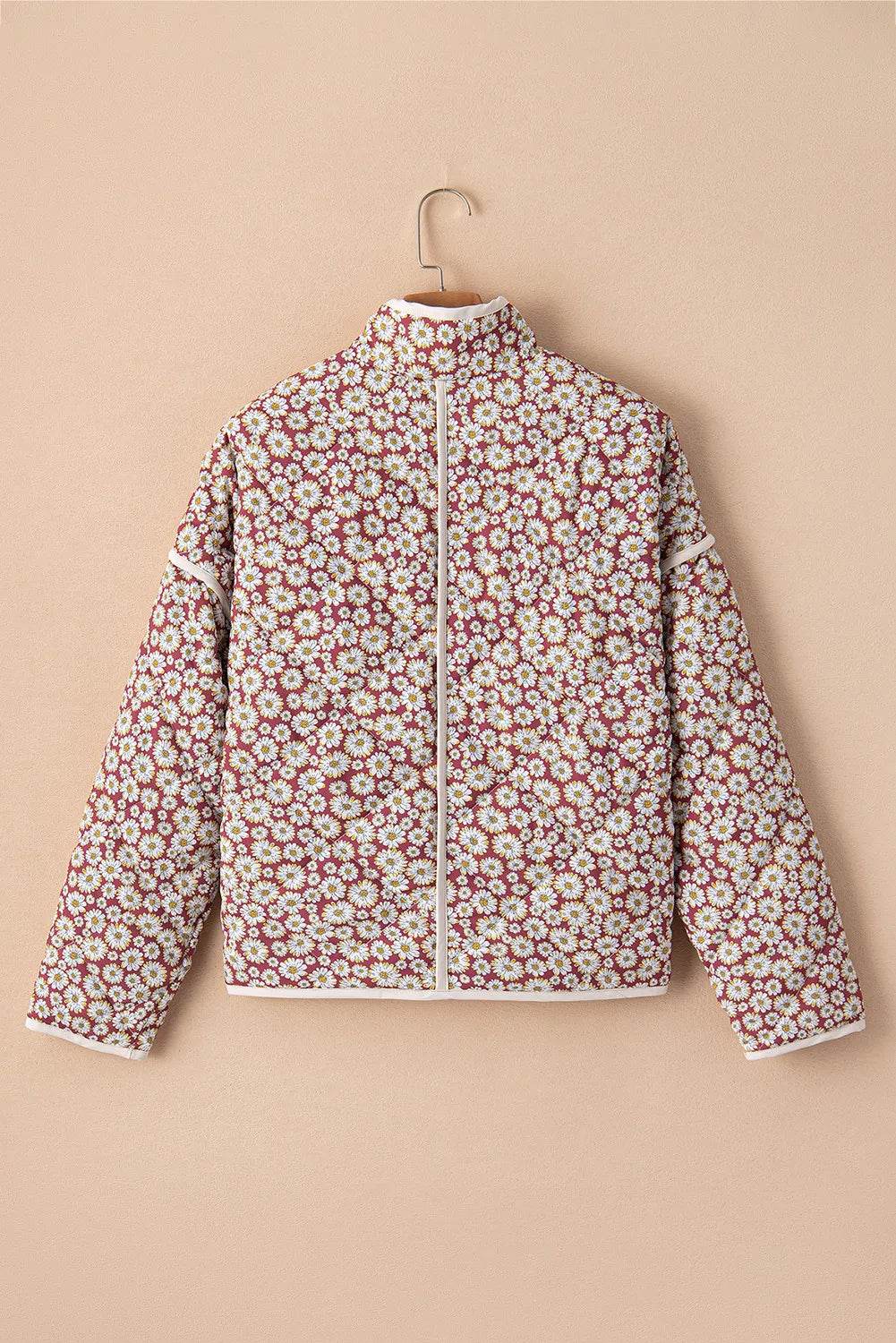 Floral Snap Down Mock Neck Coat - Byyde