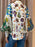 Printed Button Up Lantern Sleeve Shirt - Byyde