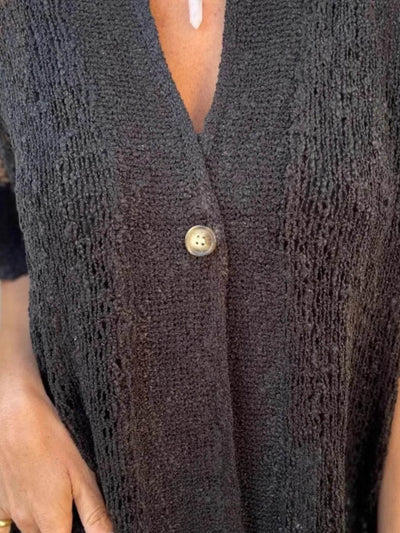 Full Size One Button Openwork Cardigan Plus Size - Byyde