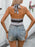 Honey Geometric Halter Neck Cropped Tank - Byyde