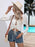 Openwork Drawstring V-Neck Long Sleeve Cover-Up - Byyde