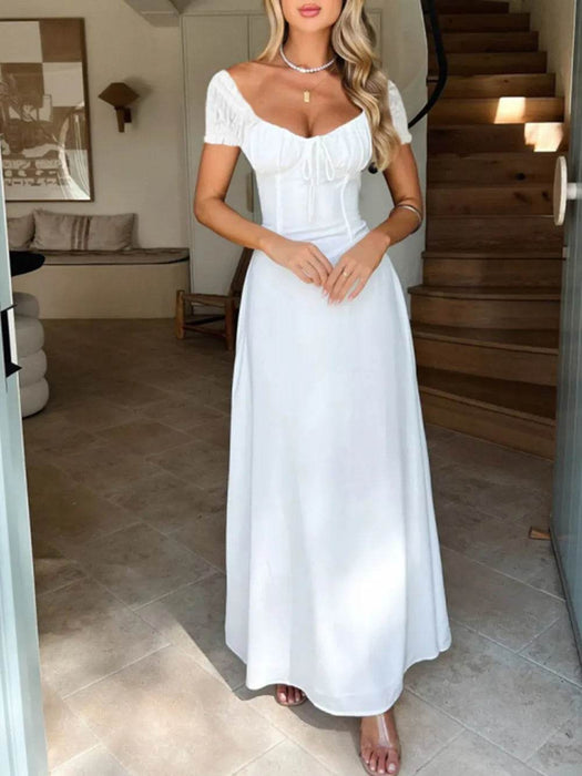 Devine Sweetheart Neck Short Sleeve Maxi Dress - Byyde