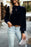 Tie Up Mock Neck Velvet Fabric Long Sleeve Blouse - Byyde