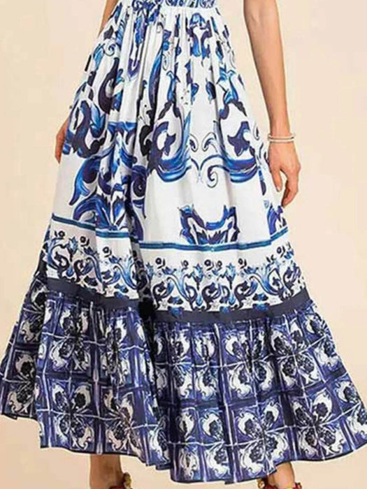 Full Size Printed Sweetheart Neck Maxi Cami Dress Plus Size - Byyde